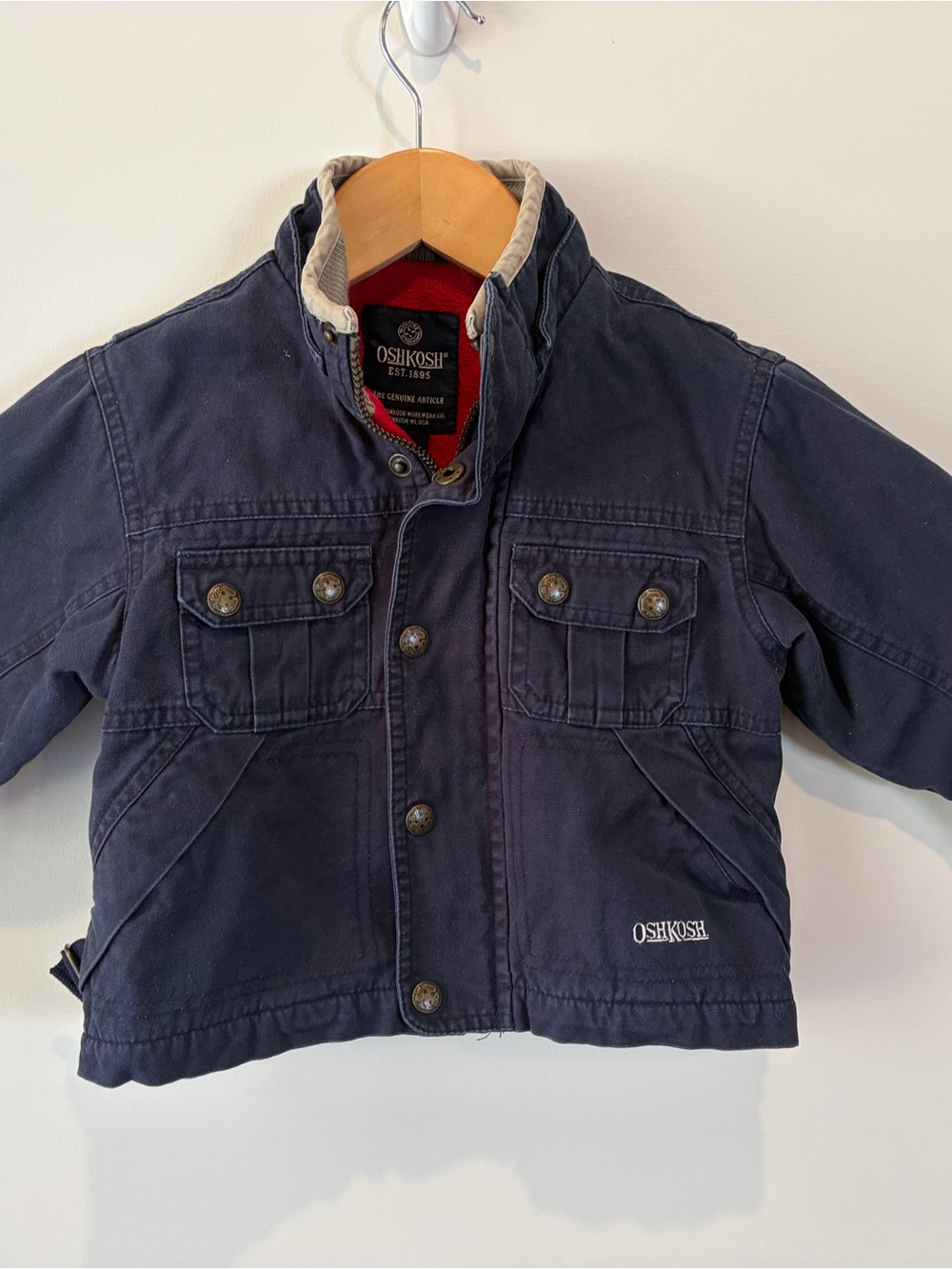 OshKosh B'gosh Vintage Navy Kids Barn Jacket Fleece Lined 24months